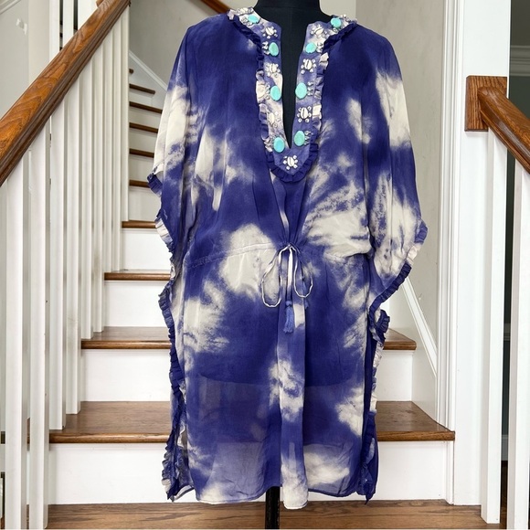 Victoria’s Secret Jeweled Tie Dye Beach Caftan | Bombshell Era Glam - Picture 3 of 10